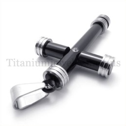 Módní Černý Válcový Titanový Křížový Přívěsek