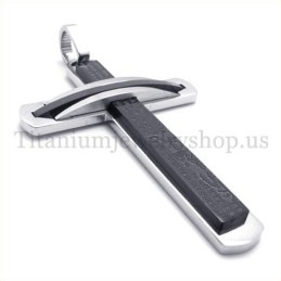 Módní Dvouvrstvý Černý Titanový Křížový Přívěsek