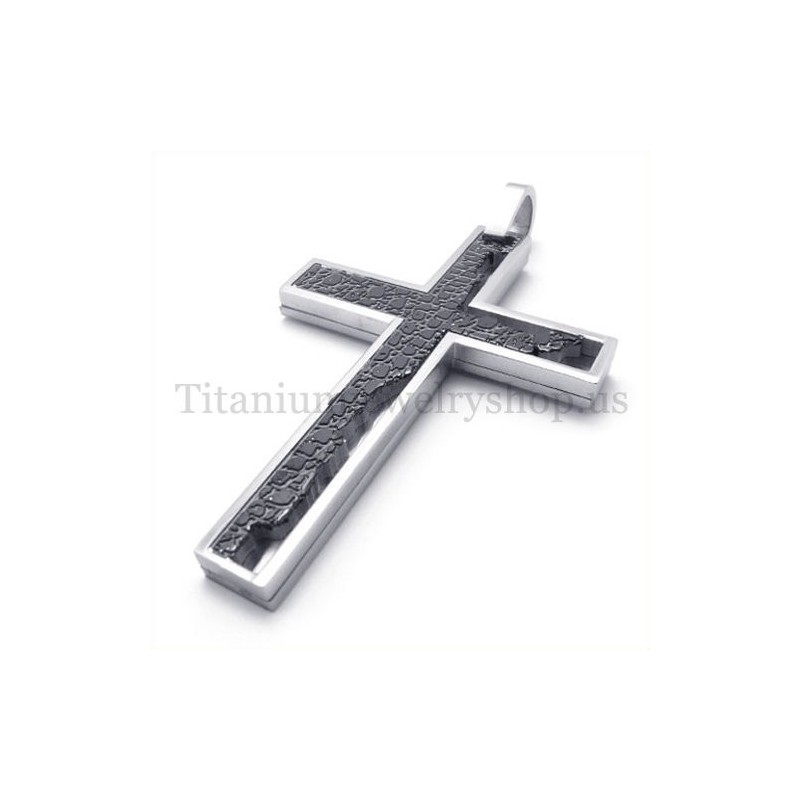 Černý Neúplný Výplňový Čtvercový Titanový Křížový Přívěsek