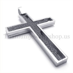 Černý Neúplný Výplňový Čtvercový Titanový Křížový Přívěsek