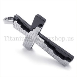 Černý Biblický Dvouvrstvý Módní Titanový Přívěsek S Křížem