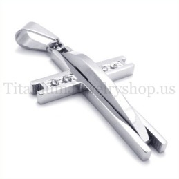 Stříbrný Přívěsek S Diamantem A Titanovým Křížem