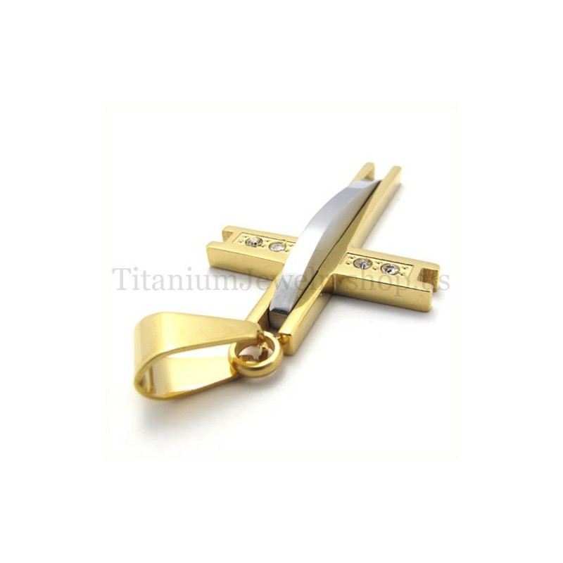 Zlatý Přívěsek S Diamantem A Titanovým Křížem