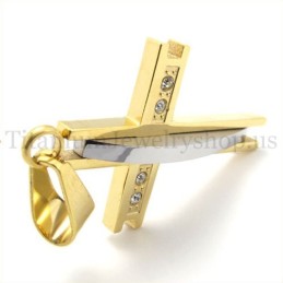 Zlatý Přívěsek S Diamantem A Titanovým Křížem