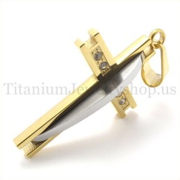 Zlatý Přívěsek S Diamantem A Titanovým Křížem