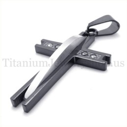 Černý Diamantový Módní Titanový Křížový Přívěsek