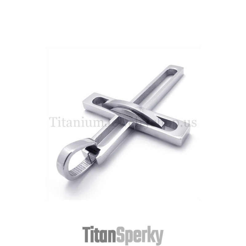 v kovově šedé barvě Přívěsek S Křížem Z Titanu, Módní Design