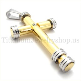 Zlatý Módní Válcový Titanový Křížový Přívěsek