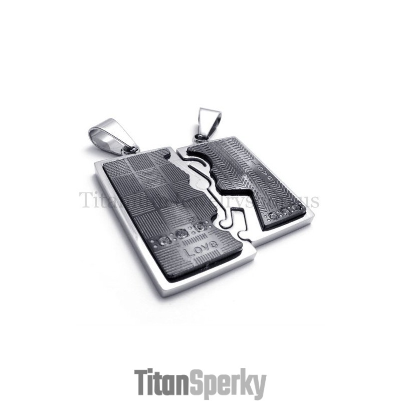 Černý Dvouvrstvý Propletený Titanový Přívěsek Pro Milence