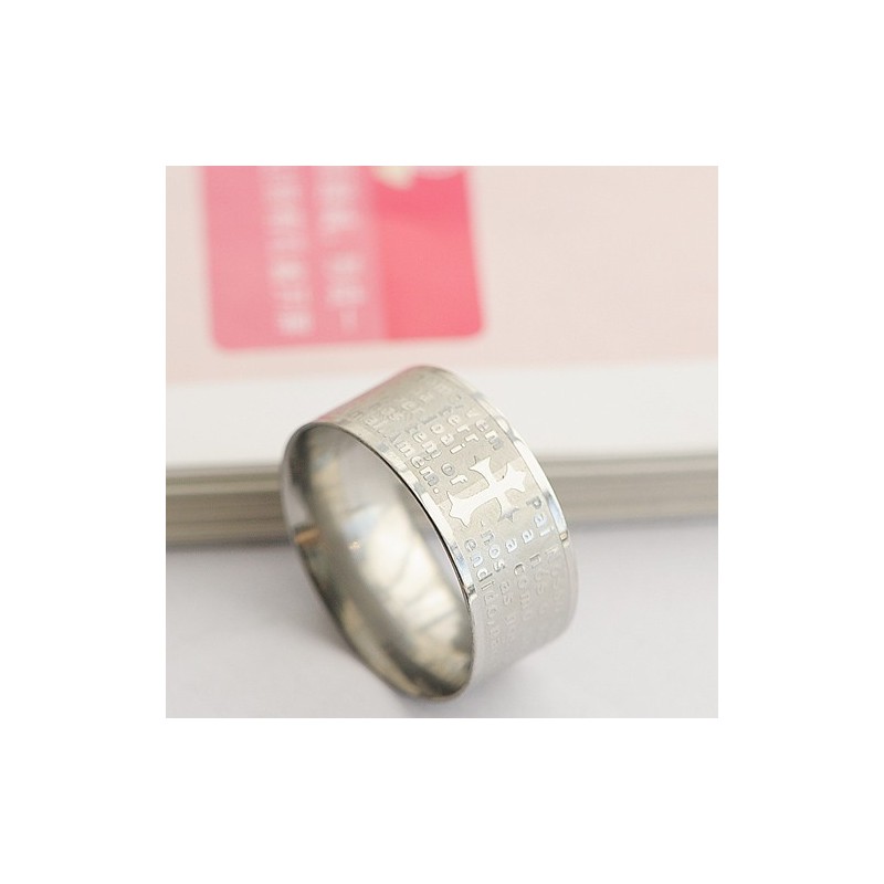 Titanový Prstenový Kříž Bible Man