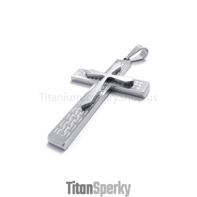 Nový Dvouvrstvý Stříbrný Kříž Z Titanu