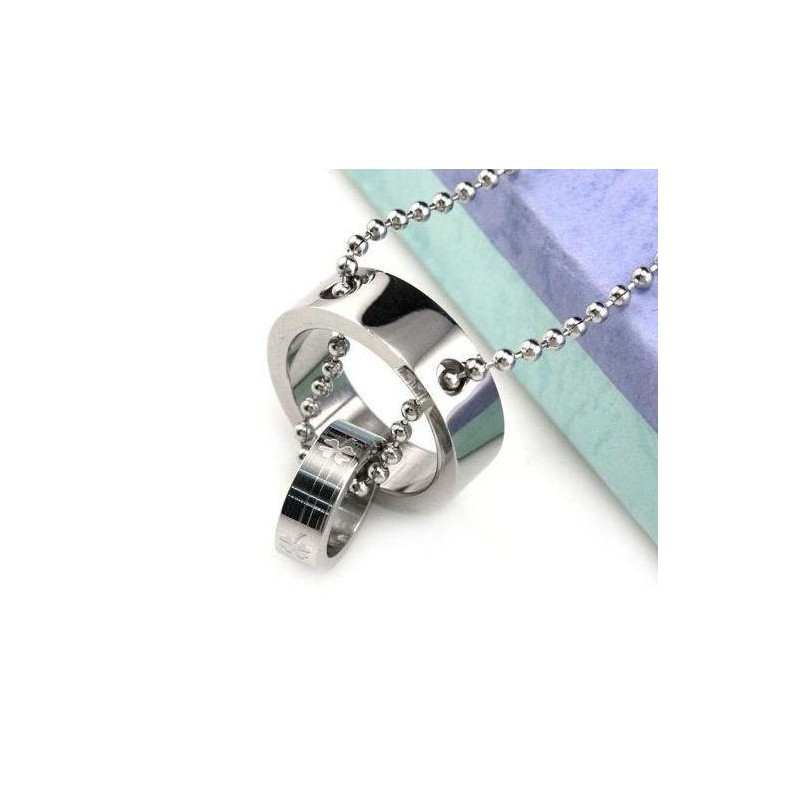 Náhrdelník S Přívěsky Z Čistého Titanu S Dvojitým Kruhem A Jetelem