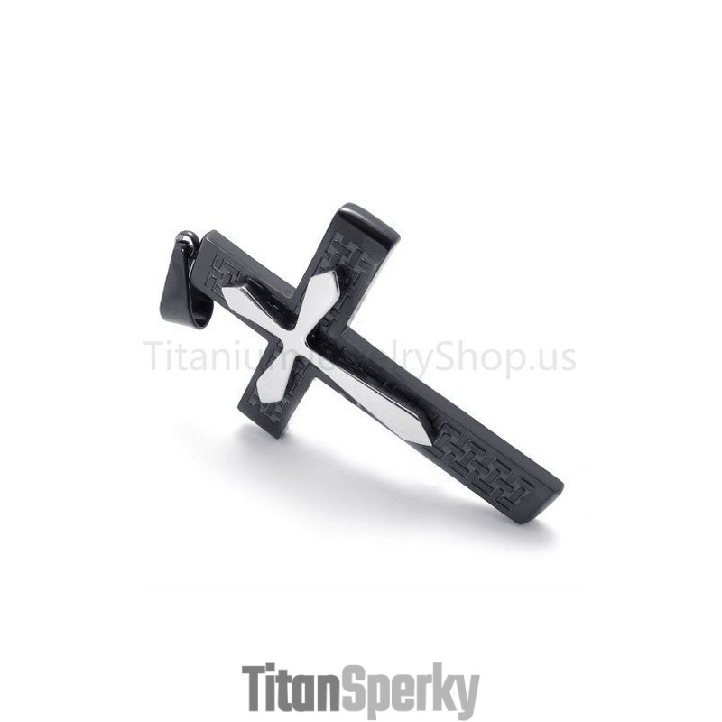 Nový Dvouvrstvý Titanový Přívěsek S Černým Křížem