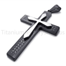 Nový Dvouvrstvý Titanový Přívěsek S Černým Křížem