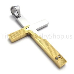 Nový Titanový Přívěsek S Křížkem A Potrhanými Hranami V Duotonu