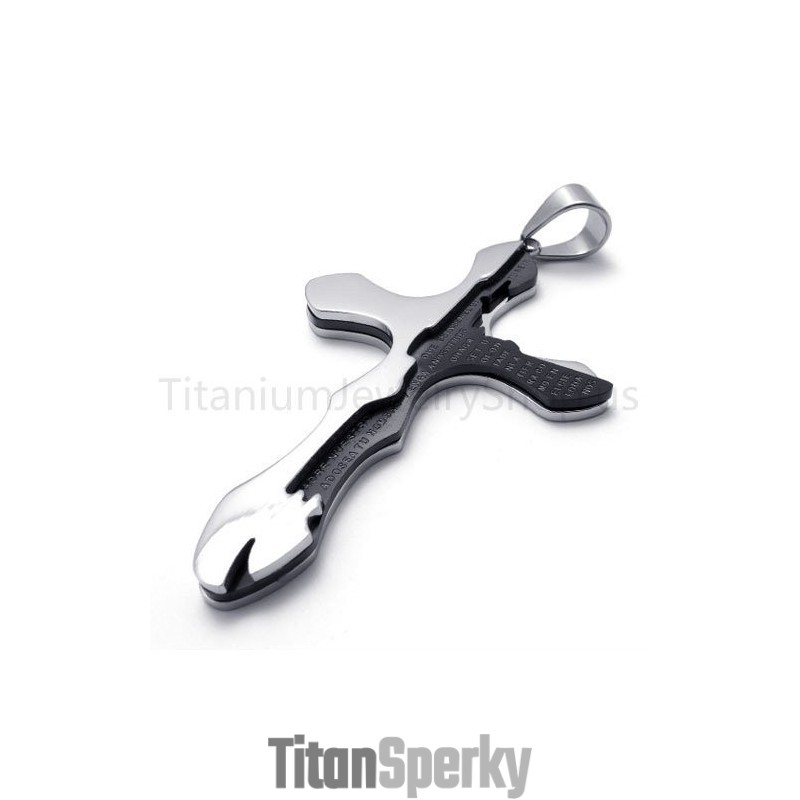 Nový Titanový Přívěsek S Křížem A Duální Řezbou