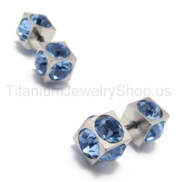 Náušnice S Modrými Diamanty V Titanu