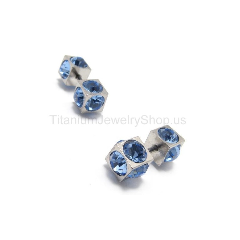 Náušnice S Modrými Diamanty V Titanu