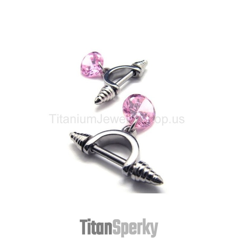 Náušnice Cold Weapon S Růžovým Diamantem Z Titanu Náušnice Cold Weapon S Růžovým Diamantem Z Titanu