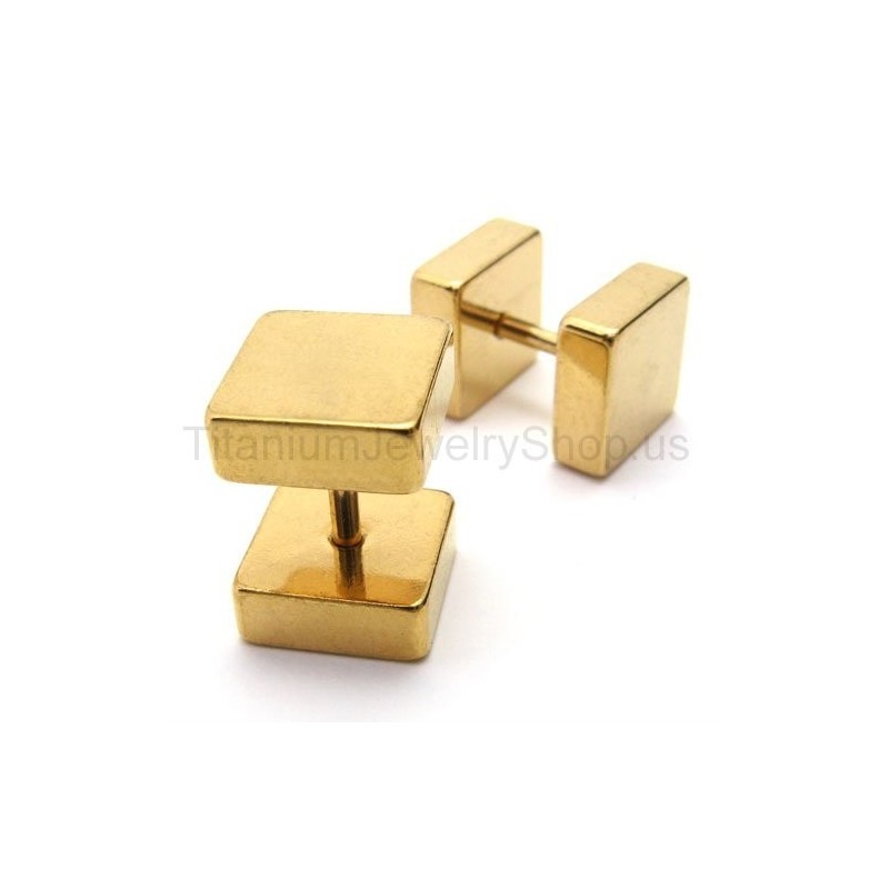 Zlaté Titanové Náušnice S Činkou