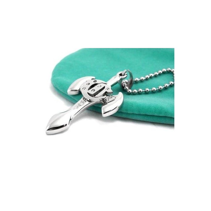 Pánský Přívěsek Z Čistého Titanu, Náhrdelník S Mečem A Křížem