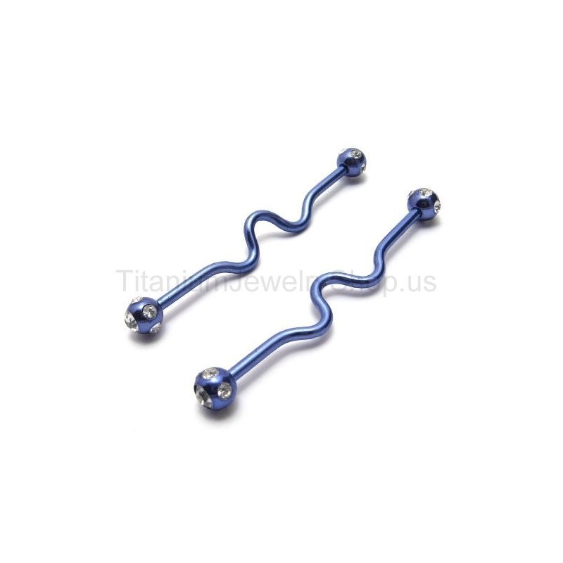 Modré Spirálové Titanové Náušnice