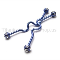 Modré Spirálové Titanové Náušnice