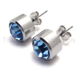 Stříbrné Náušnice S Titanem A Modrými Diamanty