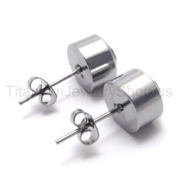 Stříbrné Náušnice Tank S Titanem A Zelenými Diamanty