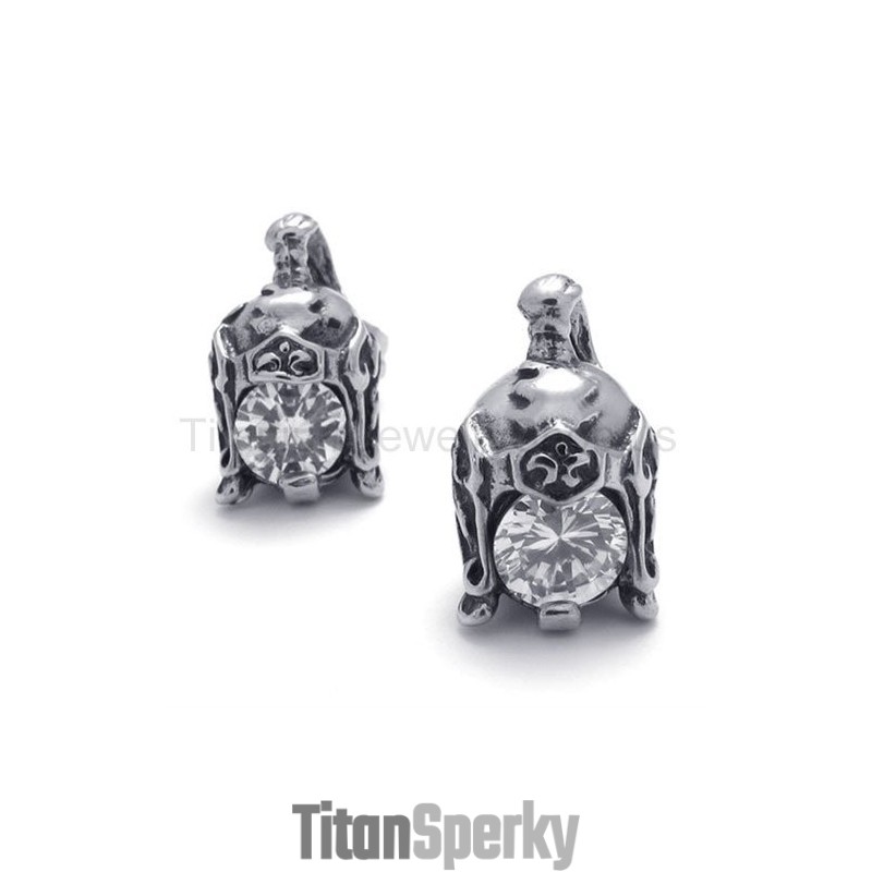 Retro Titanová Helma S Diamantovými Náušnicemi