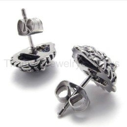 Náušnice S Retro Titanovým Motivem Lva S Červenýma Očima