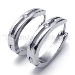 Stříbrné Elegantní Titanové Diamantové Náušnice