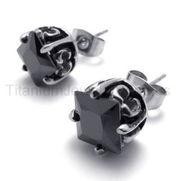 Černé Titanové Náušnice S Retro Poupí