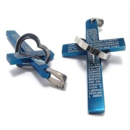 Přívěsek Cool Man Heart Cross Bible Titanium Steel (Nový) Modrá Barva