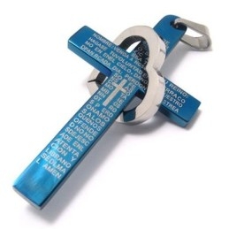Přívěsek Cool Man Heart Cross Bible Titanium Steel (Nový) Modrá Barva