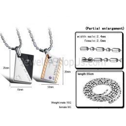 Titanové Růžovo-Zlaté Přívěsky S Písmeny A Řetízky Zdarma, Obdélníkové, S Kamínky A Řetízky Zdarma, C726