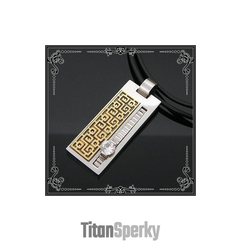 Náhrdelník S Drahokamy Noble Glyph - Čistý Titan, Přívěsek, Řetízek Zdarma