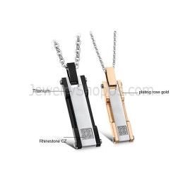 Titanové Růžovo-Zlaté A Černé Obdélníkové Přívěsky Pro Milovníky S Kamínky A Řetízky Zdarma C362