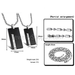 Černé Titanové Obdélníkové Přívěsky Pro Milence "Only Love" S Kamínky A Řetízky Zdarma 220