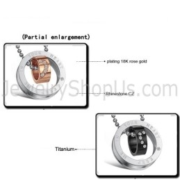 Titanové Prsteny Z Růžového Zlata A Černé Barvy S Přívěsky Pro Milovníky "Keep Me In Your Heart" S Kamínky A Řetízky Zdarma C673