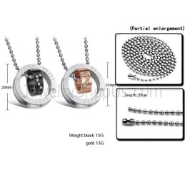 Titanové Prsteny Z Růžového Zlata A Černé Barvy S Přívěsky Pro Milovníky "Keep Me In Your Heart" S Kamínky A Řetízky Zdarma C673