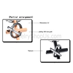 Titanové Růžovo-Zlaté A Černé Přívěsky S Křížkem Pro Milovníky S Kamínky A Řetízky Zdarma C724