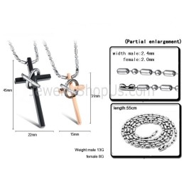 Titanové Růžovo-Zlaté A Černé Přívěsky S Křížkem Pro Milovníky S Kamínky A Řetízky Zdarma C724