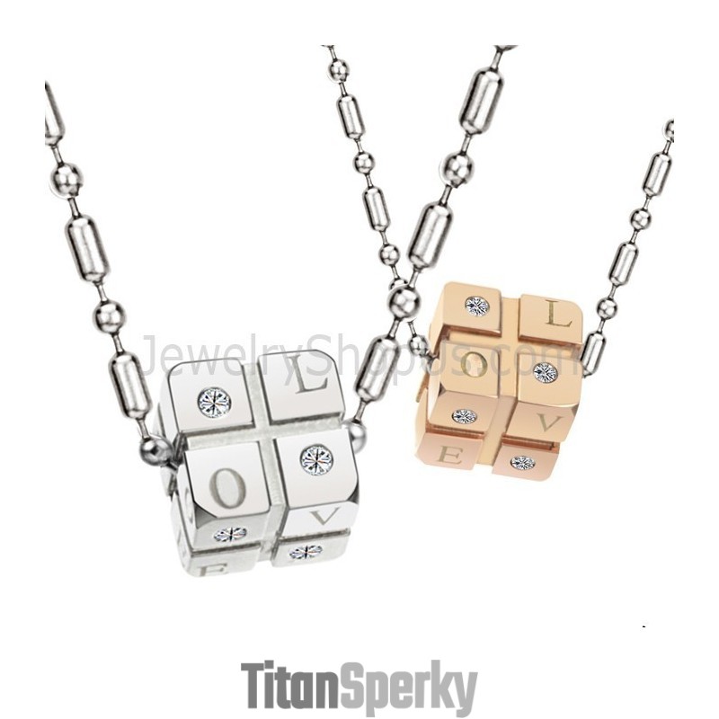 Titanové, Stříbrné A Růžovo-Zlaté Přívěsky Pro Milovníky Kostek S Kamínky A Řetízky Zdarma C309