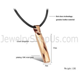 Obdélníkový Přívěsek Z Růžového Zlata S Wolframem A Složitým Mnohostranným Designem C631