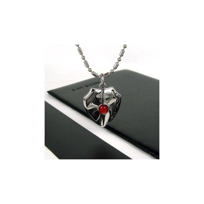 Náhrdelník S Přívěskem Man Shield Z Pravého Červeného Achátu Z Čistého Titanu, Dárek 4596