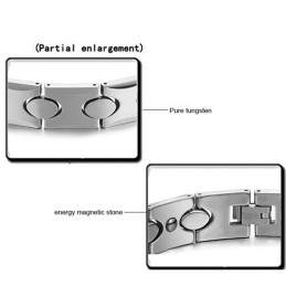 Wolframový v kovově šedé barvě Náramek S Energetickým Magnetickým Kamenem C944