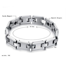 Wolframový Stříbrný Magnetický Energetický Zdravotní Náramek H-Link C748