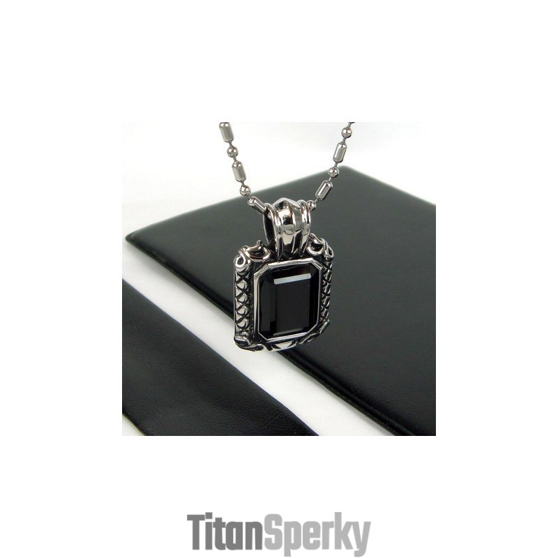 Přívěsek Noble Man Z Titanové Oceli A Černého Achátu
