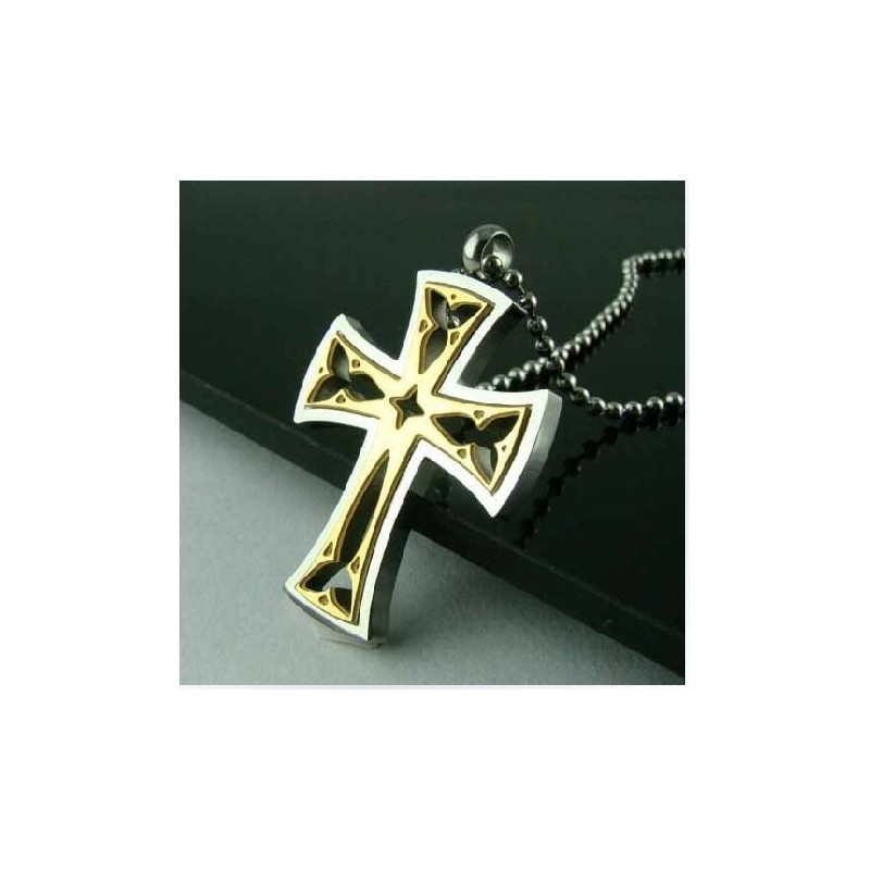 Přívěsek Z Titanové Oceli S Křížem A Zlatým Křížem